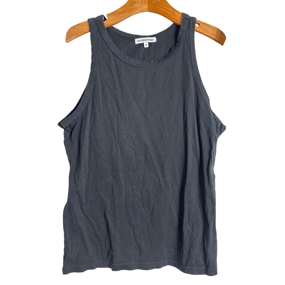Cotton Citizen Standard Tank Top Black Supima Cotton Made in USA Womens Size M
